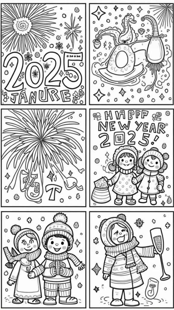 new years coloring pages 2025